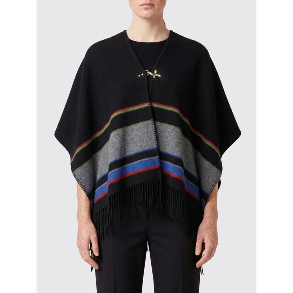 Fay Women Fay Multicolor Striped Wool Cape With Toggle Closure